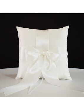 Ivory Satin Ring Bearer Pillow with Bow